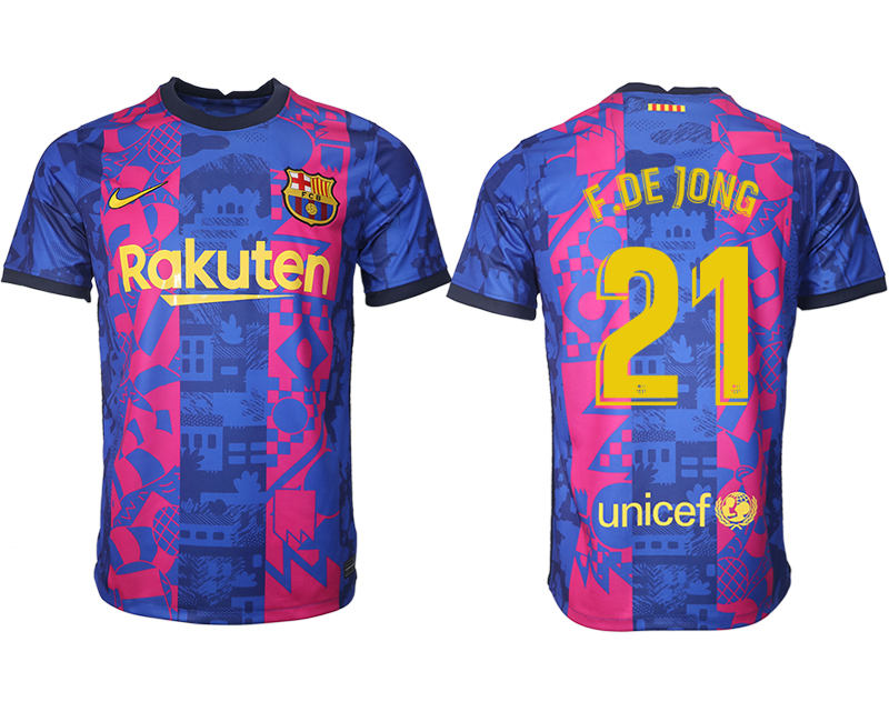Cheap Men 2021-2022 Club Barcelona blue training suit aaa version 21 Soccer Jersey